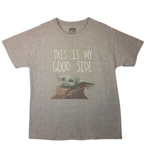 Vintage STAR WARS Tee Shirt Large US L Yoda This is My Good Side Graphic T Shirt